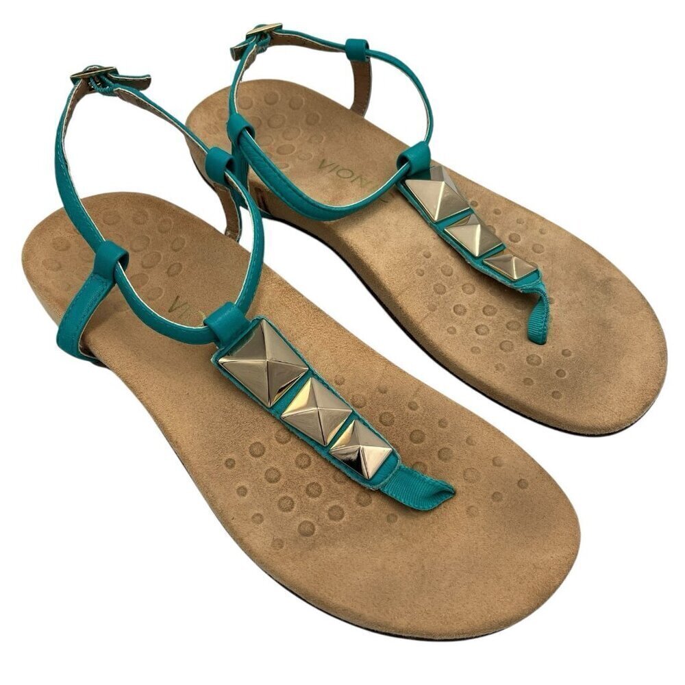 Vionic Womens Nala Teal Toe Post Sandals 10.5 ? Studded Turquoise Thong Beach